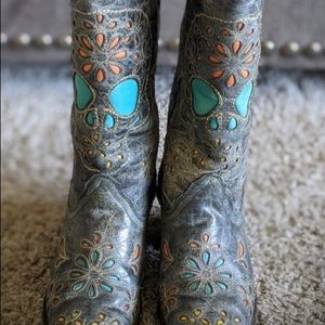 Corral Sugar Skull and Flower Cowgirl Boots size 6